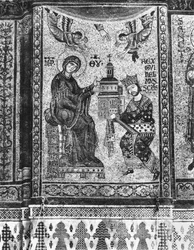 Der König Wilhelm II. von Sizilien bietet der Jungfrau die Kirche von Monreale an